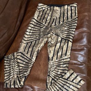 Gianni Bini black and gold sequined pant XS